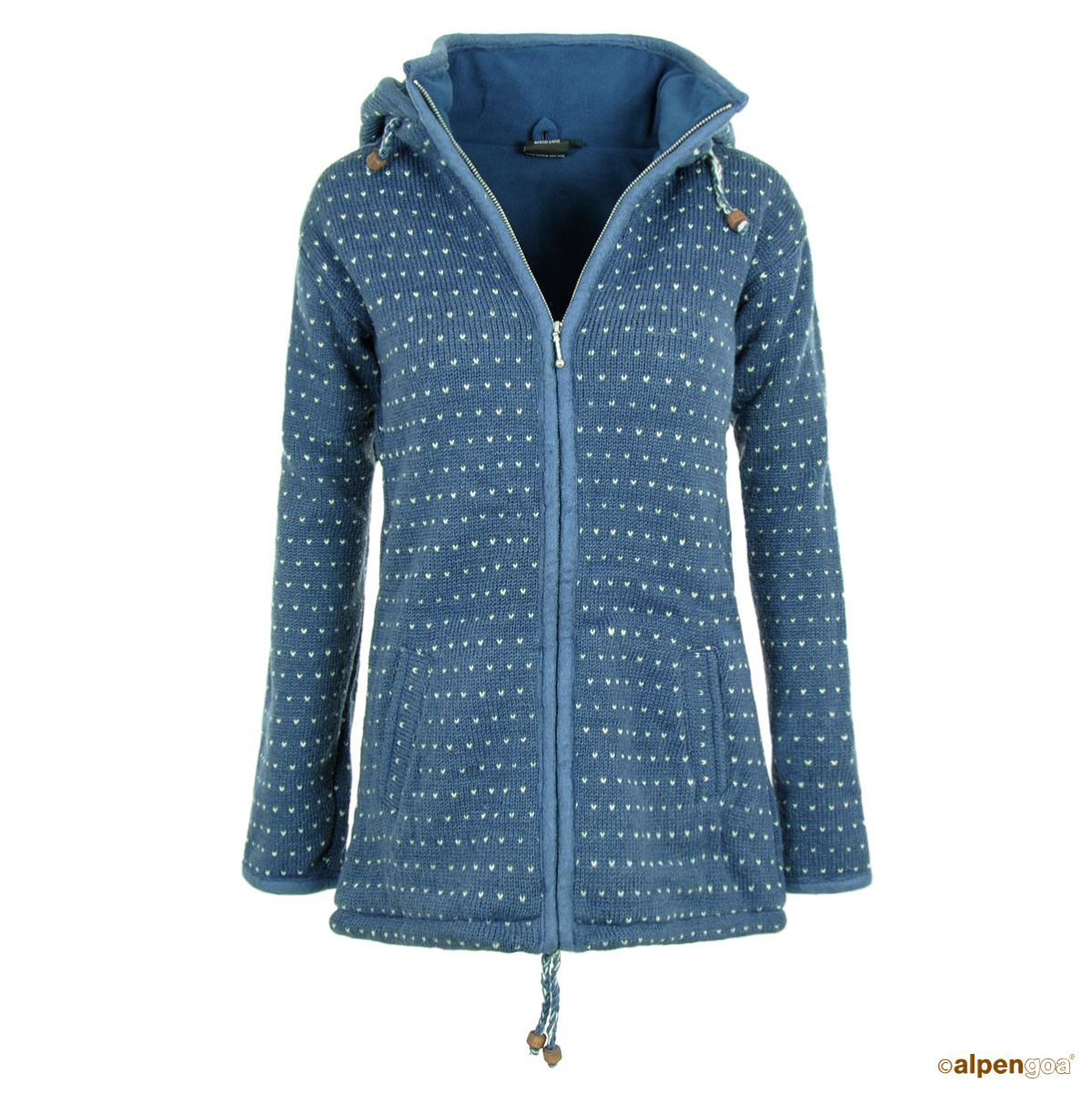 Wolljacke mit Punkten in blau